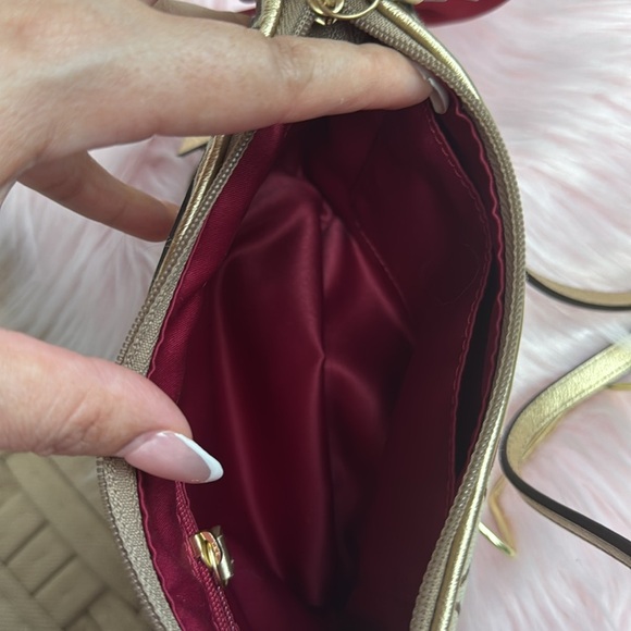 Coach Brown and Gold Fall Crossbody Bag with Red Accent - Picture 5 of 9